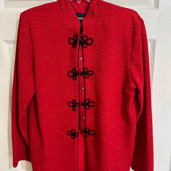 Vintage Sag Harbor Jacket Snap Up Women Size 10 Red Long Sleeve Formal Party - Picture 1 of 4